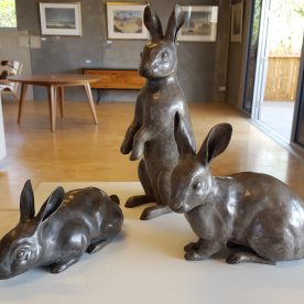 Pam Wilson Rabbits Grey Bronze Ed of 25