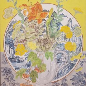 Alexandra Lewisohn Yellow Still Life with Japanese Plate SOLD