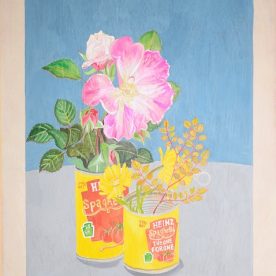 Alexandra Lewisohn Still Life with Tin Cans & Roses 45 x 30cm SOLD