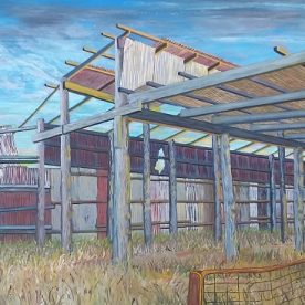 Linda Gallus 'Corrugated Iron Wall' Acrylic on canvas 50 x 100cm $1,900