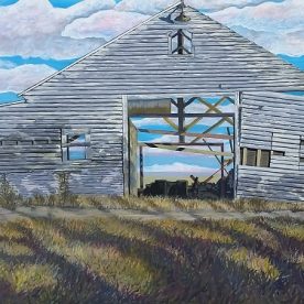 Linda Gallus 'See Through Barn' Acrylic on canvas 50 x 100cm SOLD