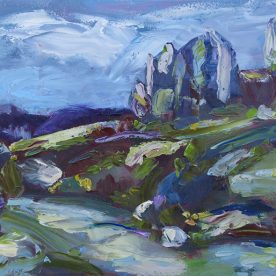 Wendy Jagger Tors and Alpine Stream Oil on board 30 x 40cm Framed $575