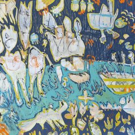 Margaret Delahunty Spencer The Worriers Acrylic & Ink on canvas 900 x 980mm Framed $1,280 SOLD
