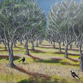 Linda Gallus Olive Grove Acrylic on canvas 76 x 153cm $2,800