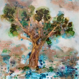 Sarah Boulton Misty Day Acrylic & Ink on Canvas 103 x 103cm SOLD