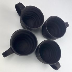 Kirsty Manger RAW Beakers Black Black Clay Fired to 1220 H7.5cm x W12cm $55 each