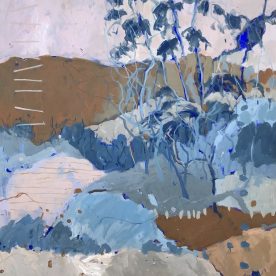 Kate Gorman The Track Under the Trees Acrylic on Linen 106 x 95cm Natural Frame $2,500