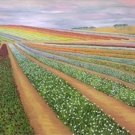 Linda Gallus The Flower Farm Acrylic on Canvas 76 x 153cm SOLD