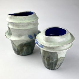Kirsty Manger Contour Vase 1 & 2 Mixed Clay, Slips, Various Glazes & Firings 1280 1220 H 16cm, H21cm $330, AVAILABLE Large SOLD