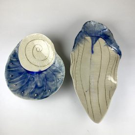 KM Ocean Treasure Shell 1 & 2 Stoneware, Slips, Inlay, Glaze 1280 $550 each