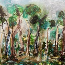 Sarah Boulton Forest Dreaming Oil, Acrylic & Ink on Canvas 91 x 121cm Framed SOLD