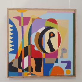 Bruce Webb Coloured Fields #1 Acrylic on Canvas Framed 40 x 40cm $450