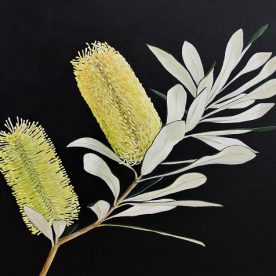 Helen Masin Bouyant in Yellow Banksia Acrylic on Canvas Natural Frame 430 x 630mm $1,295
