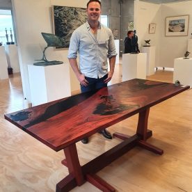 Jake Lunniss Redgum & Epoxy Resin Dining Table with Japenese Influence $9,900