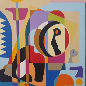 Bruce Webb Coloured Field #1 Acrylic on Canvas Framed 40 x 40cm $450