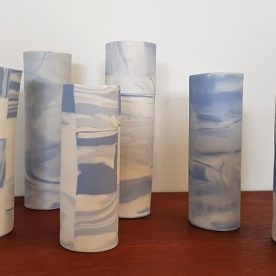 Karen Steenbergen Antartica Pancake Ice Series Handbuilt Porcelain with Cobalt Stain 2