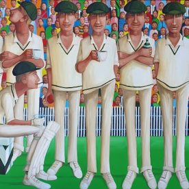 William Linford Baggy Green XI - Refreshments Oil on canvas 90 x 150cm sold