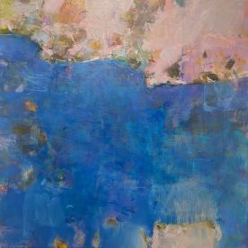 Steve Sedgwick, Into Blue, Oil on canvas, 775 x 775mm, Natural Frame $1,800