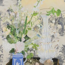 Alexandra Lewisohn Summer Flowers with Nests Gouache on Board 835 x 570mm Framed sold