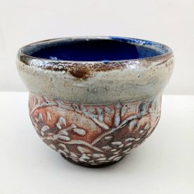 Lee Goller Carved Bowl with Blue Interior $80