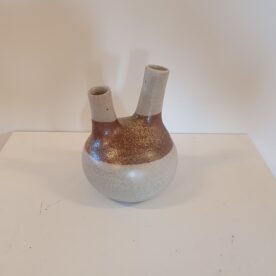 Lene Kuhl Jakobsen Woodfired Vase 2 spouts stoneware H16 x W12.5cm $200 sold