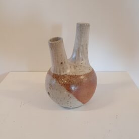 Lene Kuhl Jakobsen Woodfired Vase 2 spouts stoneware H18 x 12.5cm $250