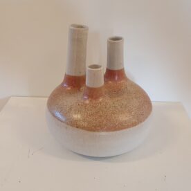 Lene Kuhl Jakobsen Woodfired Vase 3 spouts stoneware H20.5 x W19.5cm $450