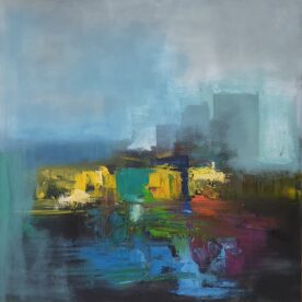 Phillip Butters The Naked City #2 Oil on Canvas 100 x 100cm Framed $1,500