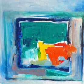 Phillip Butters Screening becomes you oil on canvas 101 x 101cm Framed $1,400