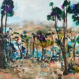 Sarah Boulton Glimpse Beyond Acrylic, Oil & Ink on Canvas 92 x 152cm Natural Frame $3,500
