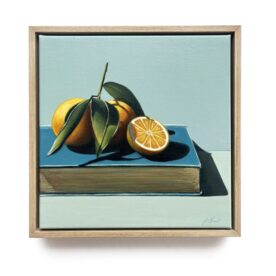 Kylie Sirett, A thing of beauty is a joy forever, 2025, Oil on linen, 30.5 x 30.5cm Natural frame, $890