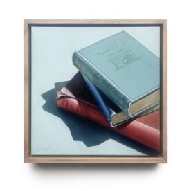 Kylie Sirett, You teach best what you most need to learn 2025 Oil on linen 30 x 30cm, Natural frame, sold