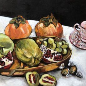 Veronica O'Leary, Sweet Treats, oil on board, 30 x 30cm Natural frame $850