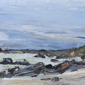 Wendy Jagger Last One On Quarry Beach Oil on Board 30 x 60cm Framed $800