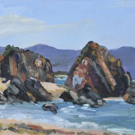 Wendy Jagger, Secret Rocks, Oil on board, 30x40cm, Natural frame, $595