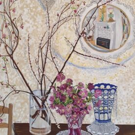 Alexabdra Lewisohn, Winter Hellebores Oil on board, 91 x 122cm, Dark wood frame, $3,600