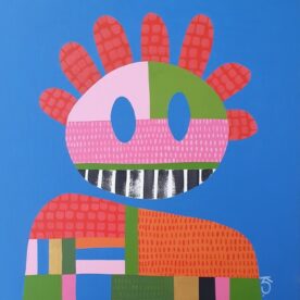 Kaz Shirley Another Bad Hair Day Acrylic on Linen 50 x 50cm Oak frame $1200 sold