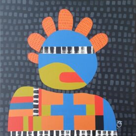 Kaz Shirley Bad Hair Day Acrylic on Linen Oak frame 50 x 50cm $1200