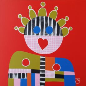 Kaz Shirley It's All About the Hair Acrylic on Linen 50 x 50cm Oak frame $1200