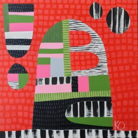 Kaz Shirley Sea Urchin Acrylic on Linen 50 x 50cm Oak frame $1200