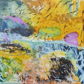 Margaret Delahunty Spencer Birdsong River Walk I 1230 x 1230mm Natural frame $3,600