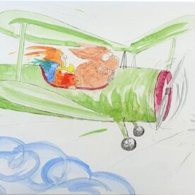 Sally Wilson Flying High Together Watercolour & ink on paper 21 x 30cm Natural frame $390 sold Sally Wilson Flying High Together Watercolour & ink on paper 21 x 30cm Natural frame $390 sold