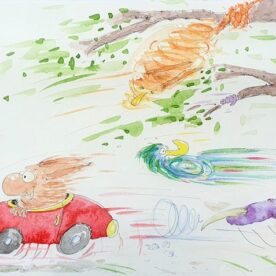 Sally Wilson Is it a race Watercolour & ink on paper 21 x 30cm Natural frame $390 C Sally Wilson Is it a race Watercolour & ink on paper 21 x 30cm Natural frame $390 C