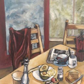Veronica O'Leary Morning coffee Oil on canvas 30x30cm $580 C