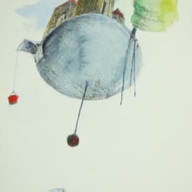 Viktor Kalinowski Sky folk bucket Vessel of plenty Watercolour Archer paper Black frame & mount 45.7 x 35.5cm $485 C Viktor Kalinowski Sky folk bucket Vessel of plenty Watercolour Archer paper Black frame & mount 45.7 x 35.5cm $485 C