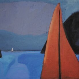 Gordon Lingard Red Sail Acrylic on Canvas 54 x 79cm Black Frame $1,100