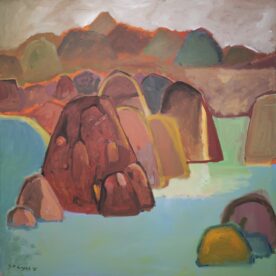 Gordon Lingard When There Was Water Acrylic on Canvas Natural frame 105 x 105cm $2,300
